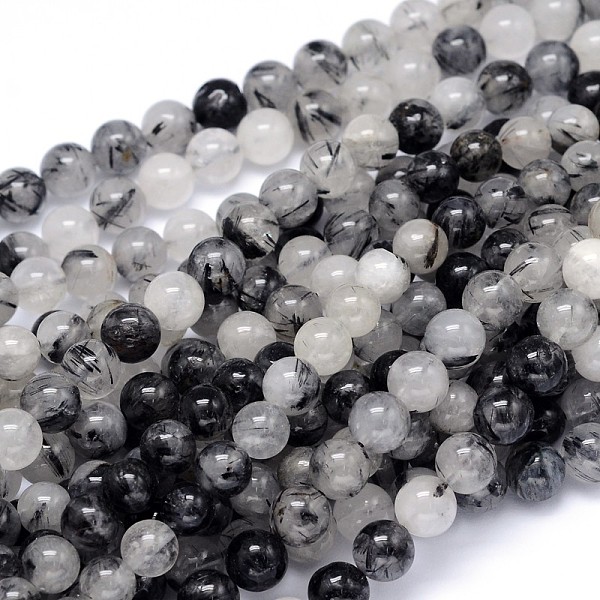 

PandaHall Round Natural Rutilated Quartz Beads Strands, 8mm, Hole: 1mm, about 49pcs/strand, 15.3 inch Rutilated Quartz Round