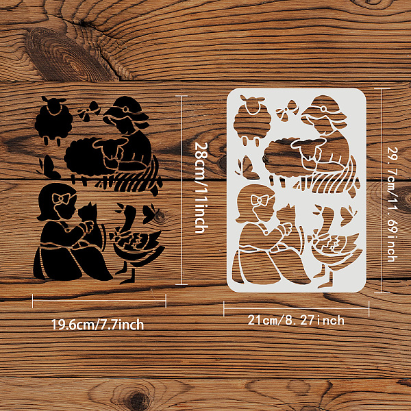

PandaHall Plastic Reusable Drawing Painting Stencils Templates, for Painting on Fabric Tiles Floor Furniture Wood, Rectangle, Girl Pattern...