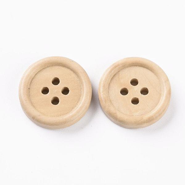 

PandaHall 4-Hole Wooden Buttons, Flat Round, Lemon Chiffon, 20x5mm, Hole: 2.5mm Wood Flat Round Yellow