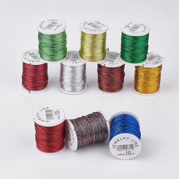 

PandaHall Metallic Thread, Mixed Color, 1mm, about 10.93 yards(10m)/roll, 10roll/bag Fibre Multicolor