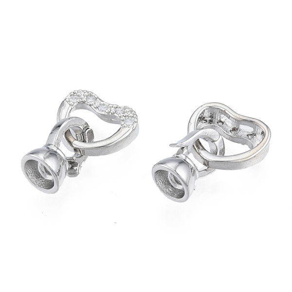 

PandaHall Brass Pave Clear Cubic Zirconia Fold Over Clasps, Nickel Free, Heart, Real Platinum Plated, Heart: 10x11.5x4mm, Clasp: 11x6.5x6mm...