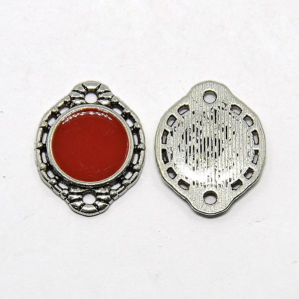 

PandaHall Oval Antique Silver Tone Alloy Enamel Links connectors, Red, 18x15x1.5mm, Hole: 1mm Alloy+Enamel Oval Red