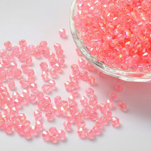

PandaHall Bicone AB Color Plated Eco-Friendly Transparent Acrylic Beads, Faceted, Pink, 4x4mm, Hole: 1mm, about 16600pcs/500g Acrylic Bicone...