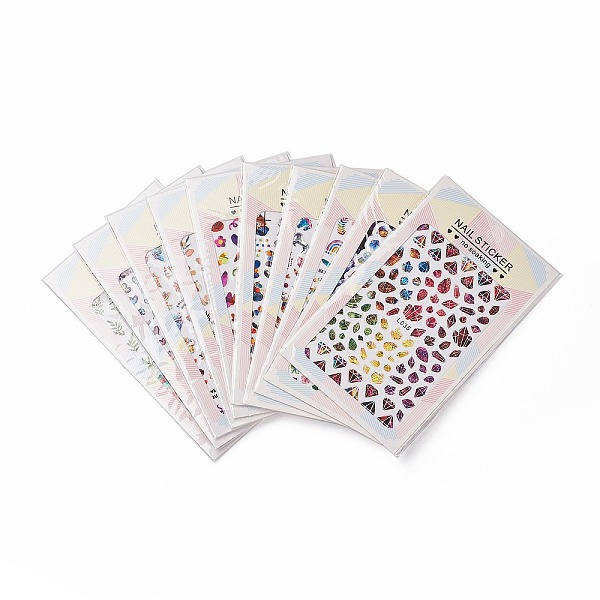 

PandaHall Laser Nail Art Stickers Decals, Self-Adhesive, for Nail Tips Decorations, Mixed Patterns, 10.5x7cm Paper Rectangle