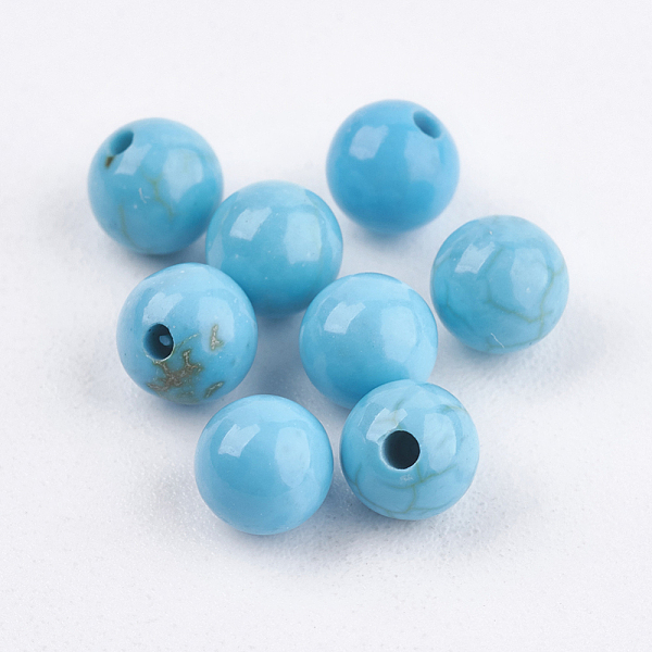 

PandaHall Natural Magnesite Beads, Dyed & Heated, Round, 4mm, Half Hole: 1mm Magnesite Round Green