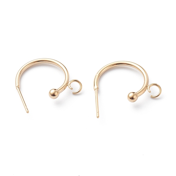 

PandaHall 304 Stainless Steel Half Hoop Earrings, Real 24K Gold Plated, 19x16x3mm, Pin: 0.8mm 304 Stainless Steel Ring