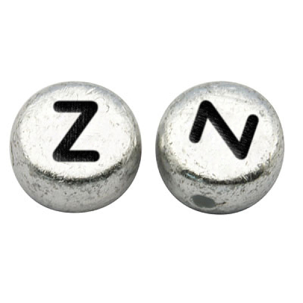 

PandaHall Silver Color Plated Acrylic Horizontal Hole Letter Beads, Flat Round, Letter.Z, 7x3.5mm, Hole: 1mm, about 345pcs/48g Acrylic Flat...