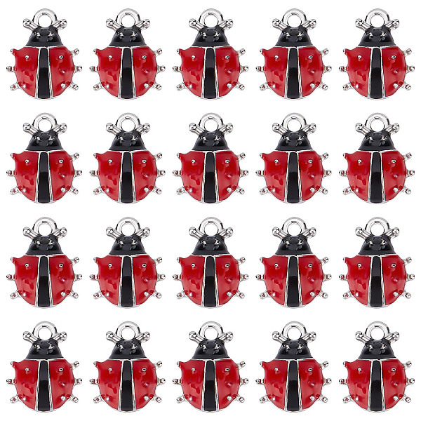 

PandaHall SUNNYCLUE 1 Box 30Pcs Ladybug Charms Ladybugs Charm Enamel Red Ladybird Lucky Insect Beetle Animals Alloy Charm for Jewelry Making...
