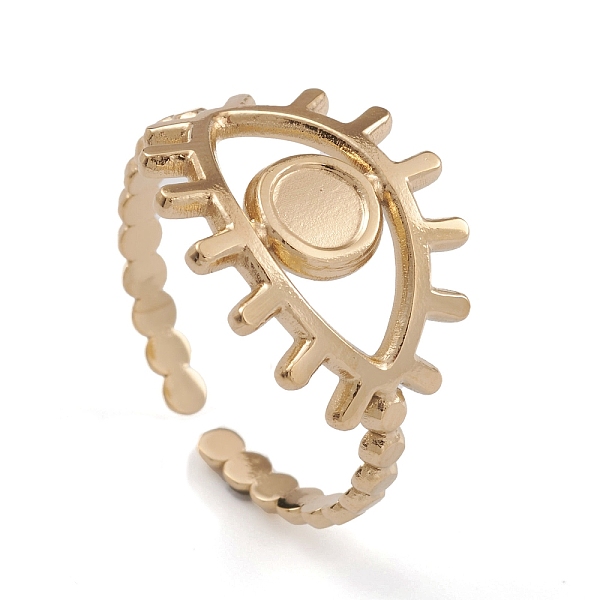 

PandaHall Ion Plating(IP) 304 Stainless Steel Eye Open Cuff Rings for Women, Real 14K Gold Plated, US Size 6 1/2(16.9mm) 304 Stainless Steel