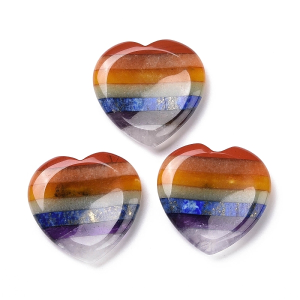 

PandaHall Chakra Worry Stone for Anxiety Therapy, Assembled Natural Amethyst & Green Aventurine & Lapis Lazuli & Carnelian/Red Agate & Red...