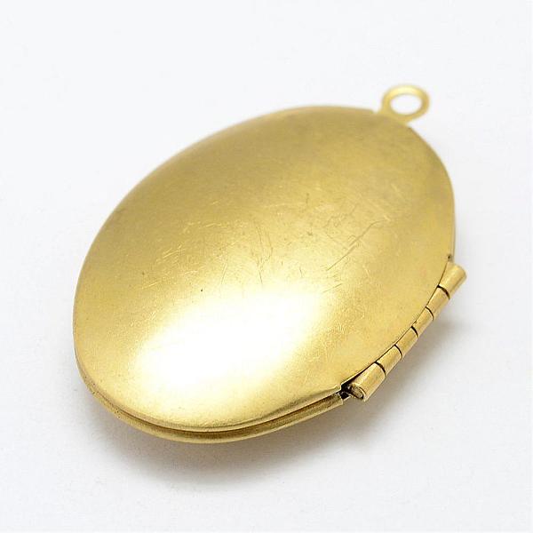 

PandaHall Brass Locket Pendants, Oval, Nickel Free, Raw(Unplated), 42x27x9mm, Hole: 2.5mm Brass Oval