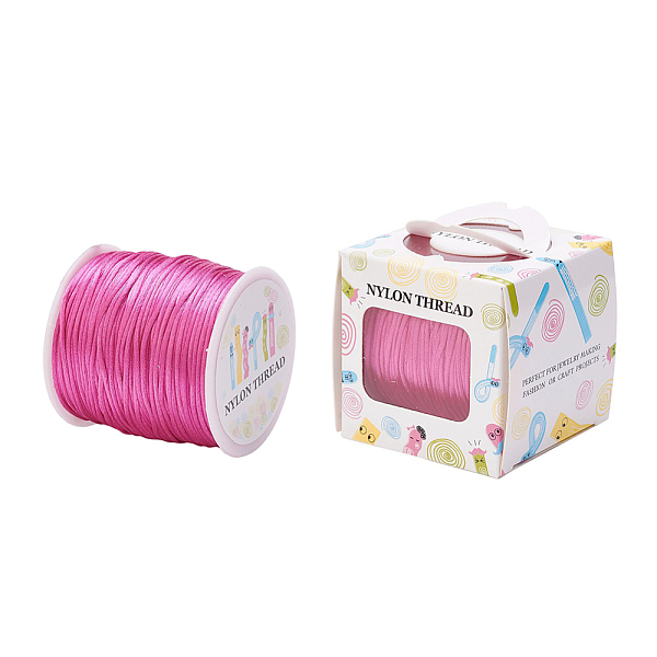 

PandaHall Nylon Thread, Rattail Satin Cord, Camellia, 1.0mm, about 76.55 yards(70m)/roll Nylon Pink