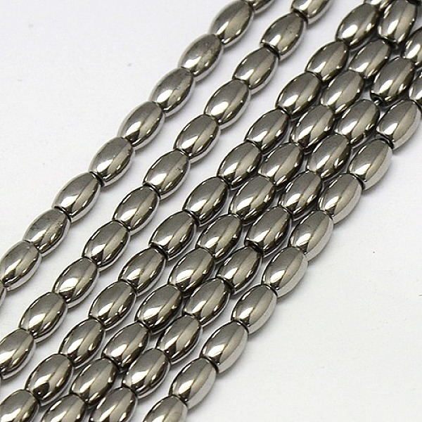 

PandaHall Electroplate Non-magnetic Synthetic Hematite Beads Strands, Rice, Grade A, Silver Plated, 6x4mm, Hole: 1mm, about 65pcs/strand, 16...