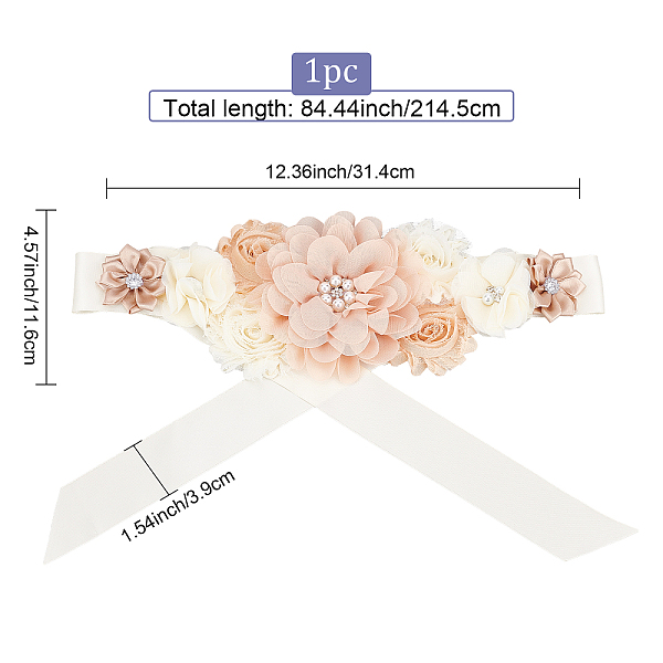 

PandaHall CRASPIRE Bridal Belt Pregnant Woman Pearl Flowers Sash Satin Ribbon Evening Dress Belt Pink Sash Crystals Rhinestone Wedding..., Orange