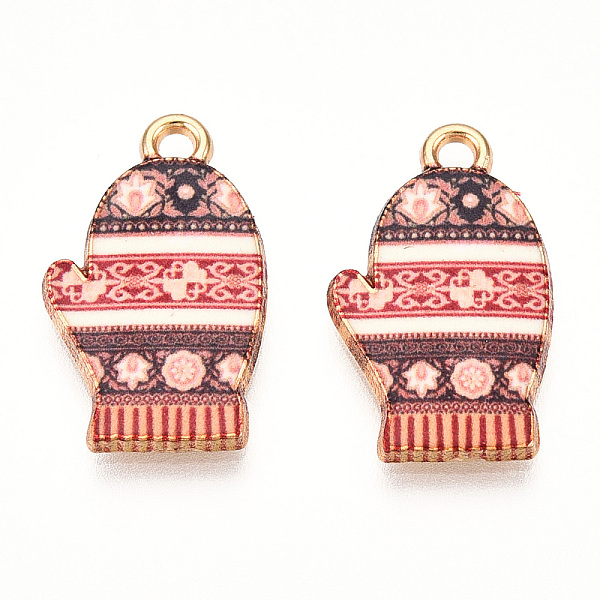 

PandaHall Winter Theme Alloy Printed Pendants, Cadmium Free & Nickel Free & Lead Free, Gloves, Indian Red, 19.5x11.5x2.5mm, Hole: 1.8mm..., Orange
