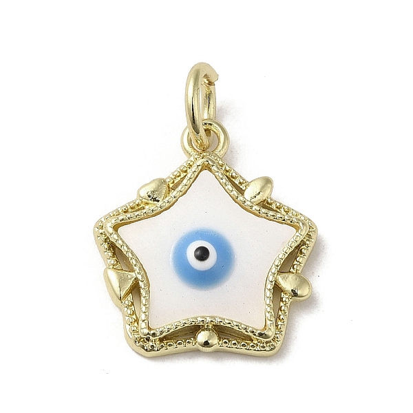 

PandaHall Evil Eye Enamel Shell Pendants, Brass Star Charms with Jump Rings, Real 18K Gold Plated, Deep Sky Blue, 17x15x3.6mm, Hole: 3.7mm...