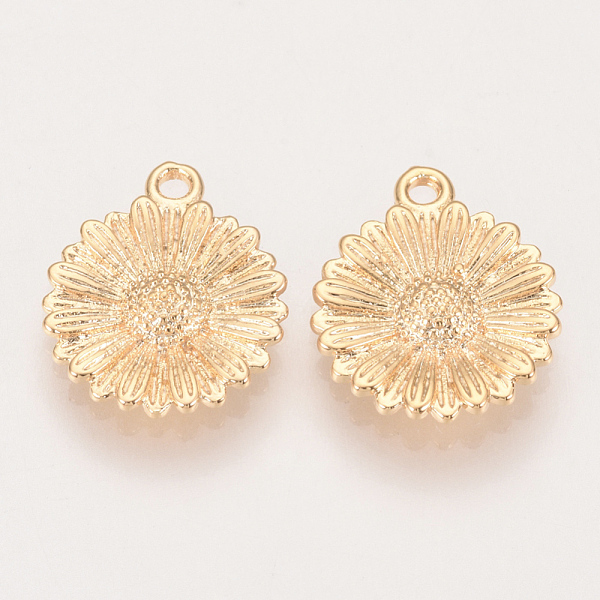

PandaHall Brass Charms, Nickel Free, Real 18K Gold Plated, Flower, Golden, 14.5x12x2mm, Hole: 1.5mm Brass Flower