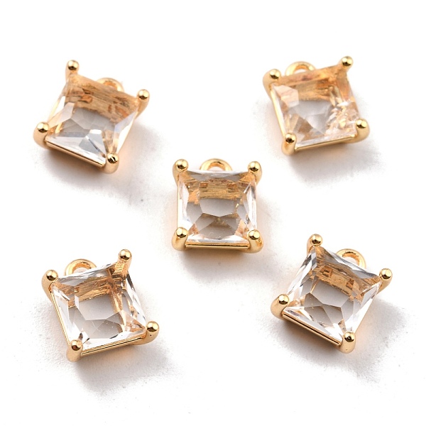 

PandaHall Rack Plating Brass Glass Charms, Long-Lasting Plated, Square, Real 18K Gold Plated, 11.5x9x5.5mm, Hole: 1.6mm Brass+Glass Square..., Clear