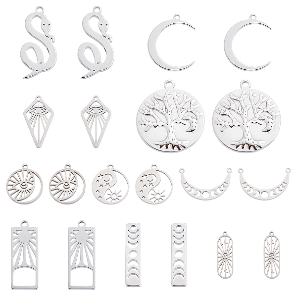 

PandaHall SUNNYCLUE DIY Jewelry Making Finding Kits, Including Stainless Steel Pendant and Links, Moon & Sun & Snake & Tree of Life...