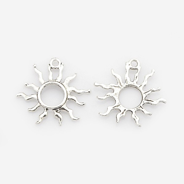 

PandaHall Tibetan Style Alloy Sun Pendants, Solar Eclipse Pendants, Antique Silver, 25x27x2mm, Hole: 2mm Alloy Sun