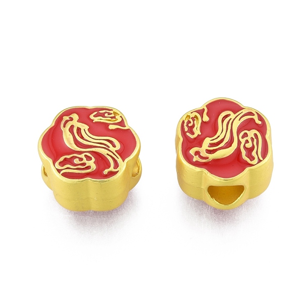 

PandaHall Alloy Enamel European Beads, Large Hole Beads, Matte Style, Flower with Cloud Pattern, Matte Gold Color, 10.5x11x7mm, Hole: 4mm...