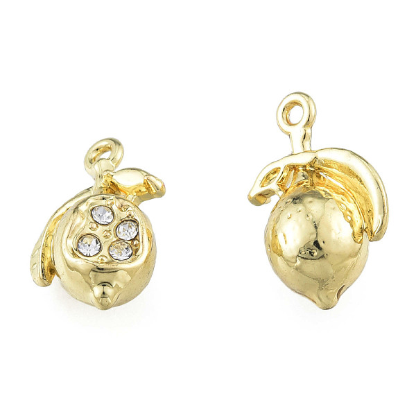 

PandaHall Rack Plating Alloy Pendants, with Crystal Rhinestone, Cadmium Free & Nickel Free & Lead Free, Pomegranate, Light Gold, 17x11.5x8mm..., Clear