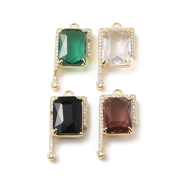 

PandaHall Brass with K9 Glass & Rhinestone Pendants, Light Gold, Rectangle Charms, Mixed Color, 26.5x13.5x7.5mm, Hole: 2mm K9 Glass..., Multicolor