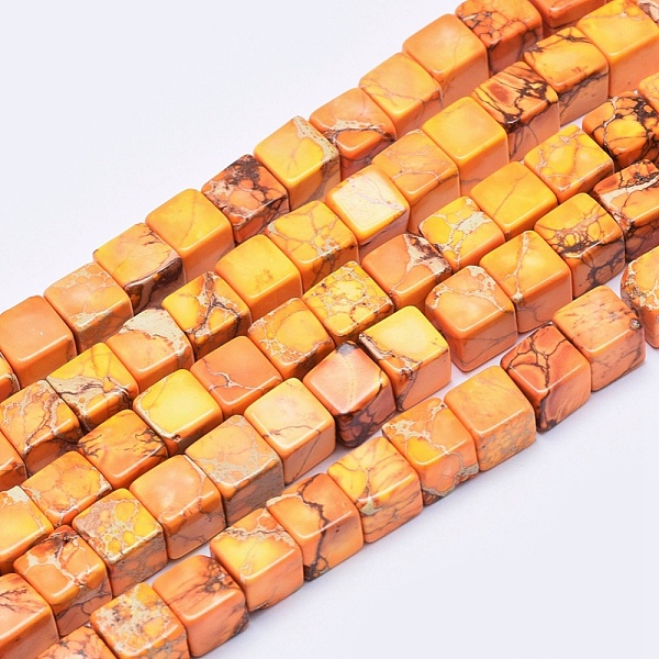 

PandaHall Natural Imperial Jasper Beads Strands, Dyed, Cube, Orange, 4mm, Hole: 0.8mm, about 195pcs/strand, 15.7 inch Imperial Jasper Cube...