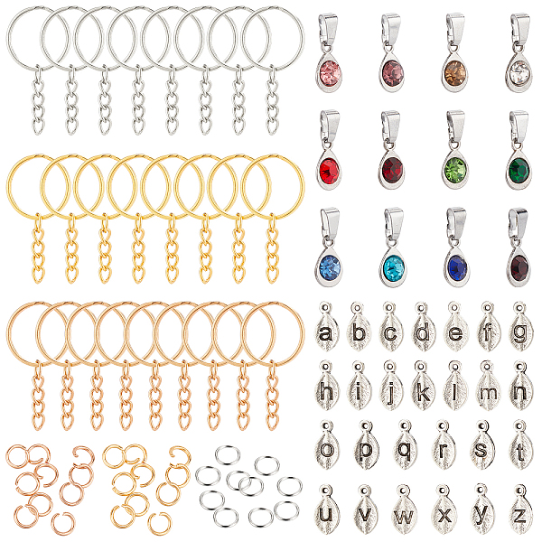 

PandaHall ARRICRAFT DIY Letter Charm Keychain Making Kits, Including Rhinestone & Alloy Charms, Iron Split Key Rings & Keychain Clasp..., Multicolor
