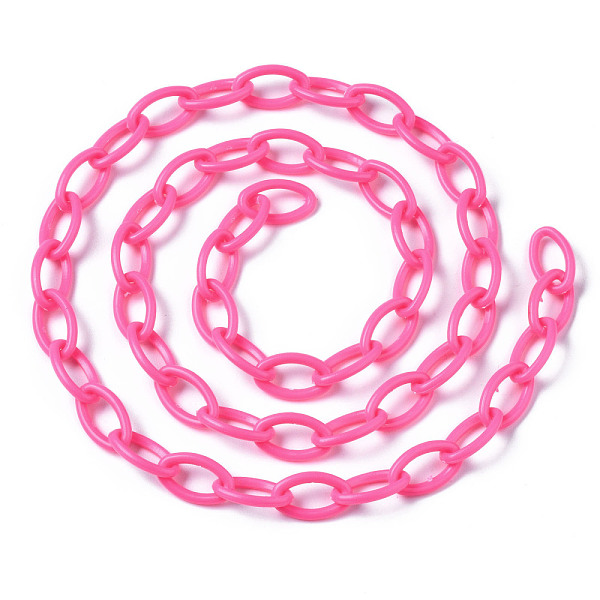 

PandaHall Handmade Opaque Acrylic Cable Chains, Oval, Hot Pink, 13x8x2mm Acrylic