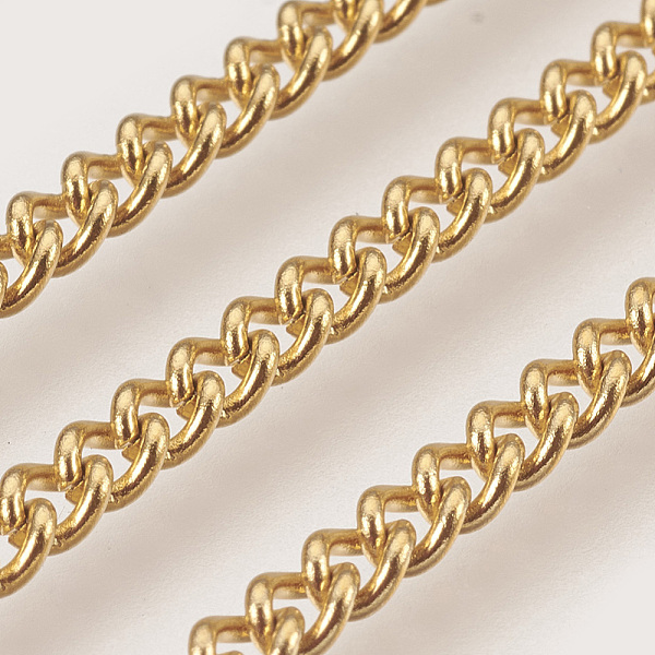 

PandaHall Ion Plating(IP) Handmade 304 Stainless Steel Curb Chains, Unwelded, with Spool, Golden, 3.5~4x2.8~3x0.5mm, about 32.8 Feet...