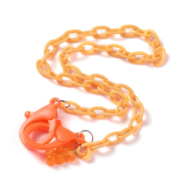 

PandaHall Personalized ABS Plastic Cable Chain Necklaces, Eyeglass Chains, Handbag Chains, with Plastic Lobster Claw Clasps and Resin Bear..., Red