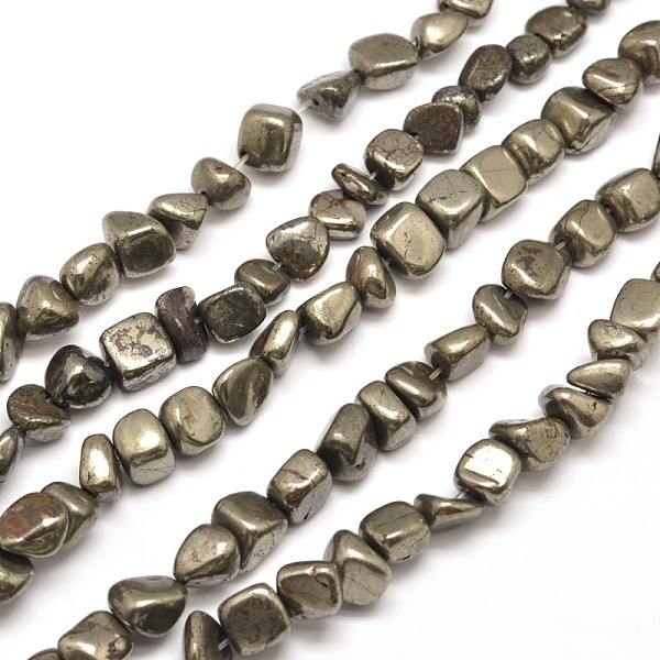 

PandaHall Natural Pyrite Nuggets Beads Strands, Tumbled Stone, 8~10x6~8mm, Hole: 1mm, about 15.7 inch Pyrite Nuggets