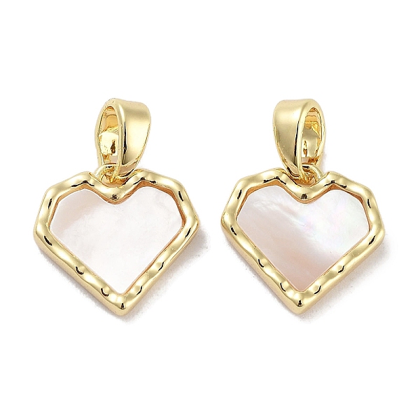 

PandaHall Brass Pave Natural Shell Heart Charms, Real 18K Gold Plated, 11.5x12x2.5mm, Hole: 4x2.5mm Shell Heart