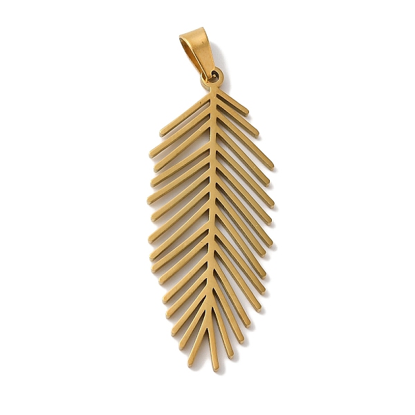 

PandaHall 304 Stainless Steel Pendants, Laser Cut, Leaf Charm, Real 18K Gold Plated, 39x15x1mm, Hole: 6x3mm 304 Stainless Steel Leaf