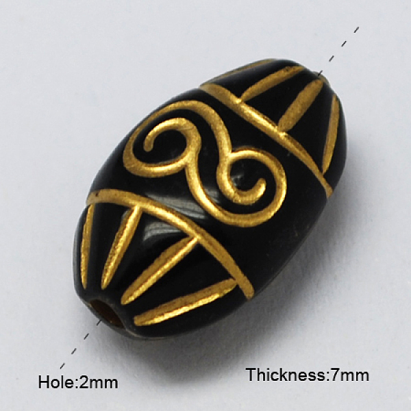 

PandaHall Plating Acrylic Beads, Metal Enlaced, Oval, Gold, 16x10x7mm, Hole: 1.8mm, about 620pcs/500g Acrylic Oval Gold