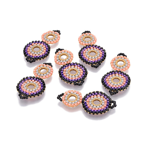 

PandaHall MIYUKI & TOHO Handmade Japanese Seed Beads Links, Loom Pattern, Cucurbit, Colorful, 32~33x17x1.5~2mm, Hole: 2mm Glass Vegetables