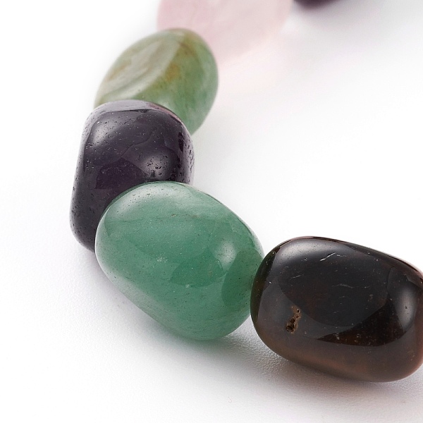 

PandaHall Natural Green Aventurine & Rose Quartz & Amethyst & Tiger Eye Beads Stretch Bracelets, Nuggets, Inner Diameter: 2-1/8 inch(5.4cm)...