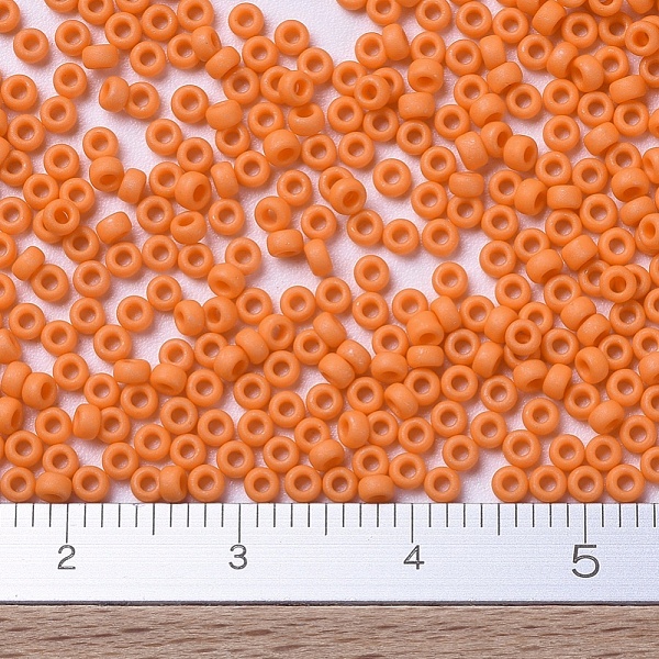 

PandaHall MIYUKI Round Rocailles Beads, Japanese Seed Beads, 11/0, (RR2313) Matte Opaque Orange, 2x1.3mm, Hole: 0.8mm, about 1100pcs/bottle...