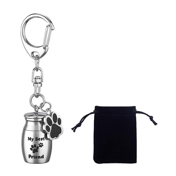 

PandaHall Pet Urn Key Chain Paw Print Urn Pendant Necklace Pet Cremation Jewelry Stainless Steel Paw Print Keychain Pet Keepsake Cat & Dog...