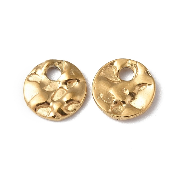 

PandaHall Ion Plating(IP) 304 Stainless Steel Charms, Textured, Flat Round Charm, Real 18K Gold Plated, 6x1mm, Hole: 1.2mm 304 Stainless...