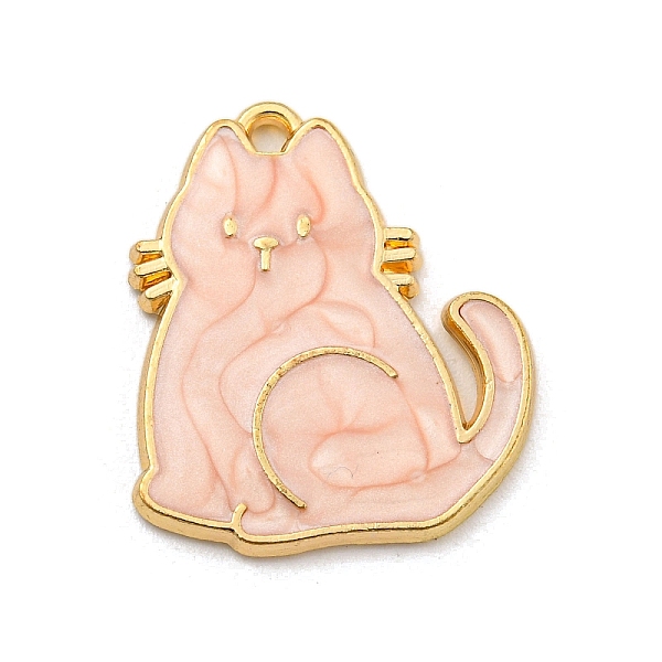 

PandaHall Alloy Enamel Pendants, Golden, Cat Charm, Misty Rose, 21x17.5x1.5mm, Hole: 1.5mm, 10pcs/set Alloy+Enamel Cat Shape