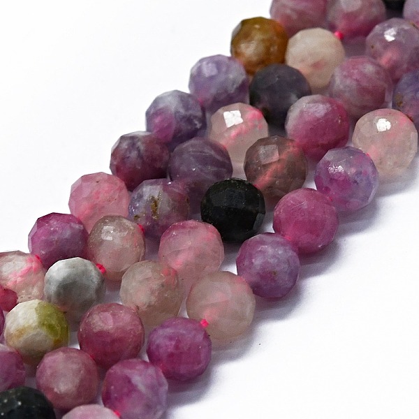 

PandaHall Natural Plum Blossom Tourmaline Beads Strands, Faceted(64 Facets), Round, 6mm, Hole: 0.8mm, about 62~67pcs/strand, 15.16~15.55...