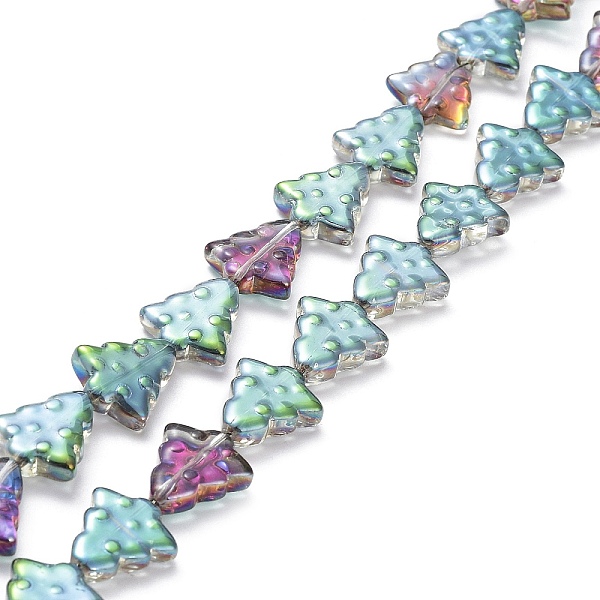 

PandaHall Transparent Electroplate Glass Bead Strands, Half Rainbow Plated, Christmas Trees, Colorful, 15.5~16x14.5~15x4.5~5mm, Hole: 1mm...