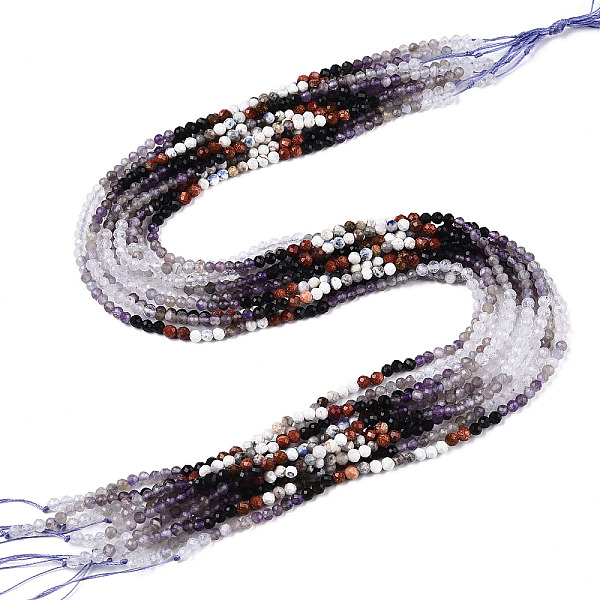 

PandaHall Natural Mixed Gemstone Beads Strands, Round Beads, Faceted, 3~3.5x3mm, Hole: 0.5mm, about 129~132pcs/strand, 15.16''~15.55''...