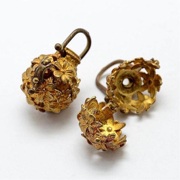 

PandaHall Brass Hollow Cage Pendants, Round with Flower, Raw(Unplated), Nickel Free, 23x23x28mm, Hole: 7x10mm, inner size: 16mm Brass Round