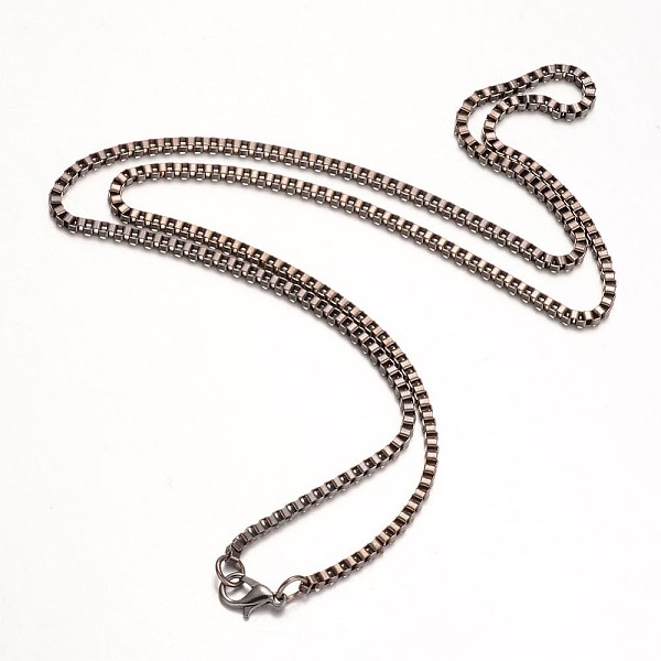 

PandaHall Iron Necklace Making, Box Chain, with Alloy Lobster Clasp, Gunmetal, 24.72 inch Iron