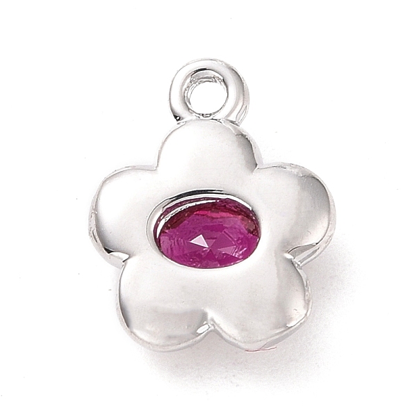 

PandaHall Eco-friendly Brass Micro Pave Medium Violet Red Cubic Zirconia Pendants, Cadmium Free & Lead Free, Long-Lasting Plated, Flower...