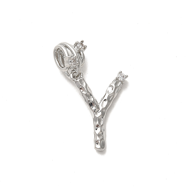 

PandaHall Rack Plating Brass Micro Pave Cubic Zirconia European Dangle Charms, Large Hole Letter Pendant, Platinum, Long-Lasting Plated..., Clear