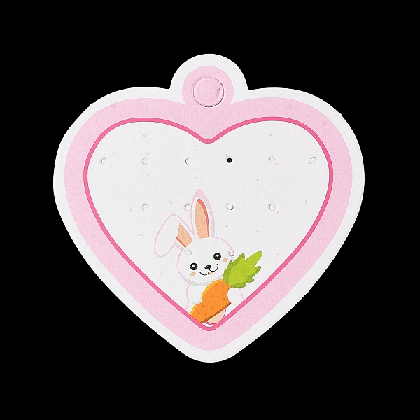 

PandaHall Heart Shaped Paper Earring Display Cards, Rabbit Print Jewelry Display Cards for Earring Stud, Pearl Pink, 8.7x8.7x0.03cm, Hole...